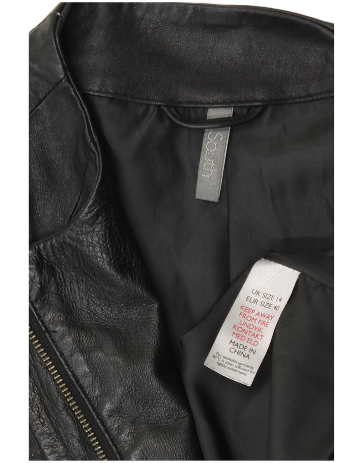 South Damen Lederjacke UK 14 Mittelschwarzes Leder