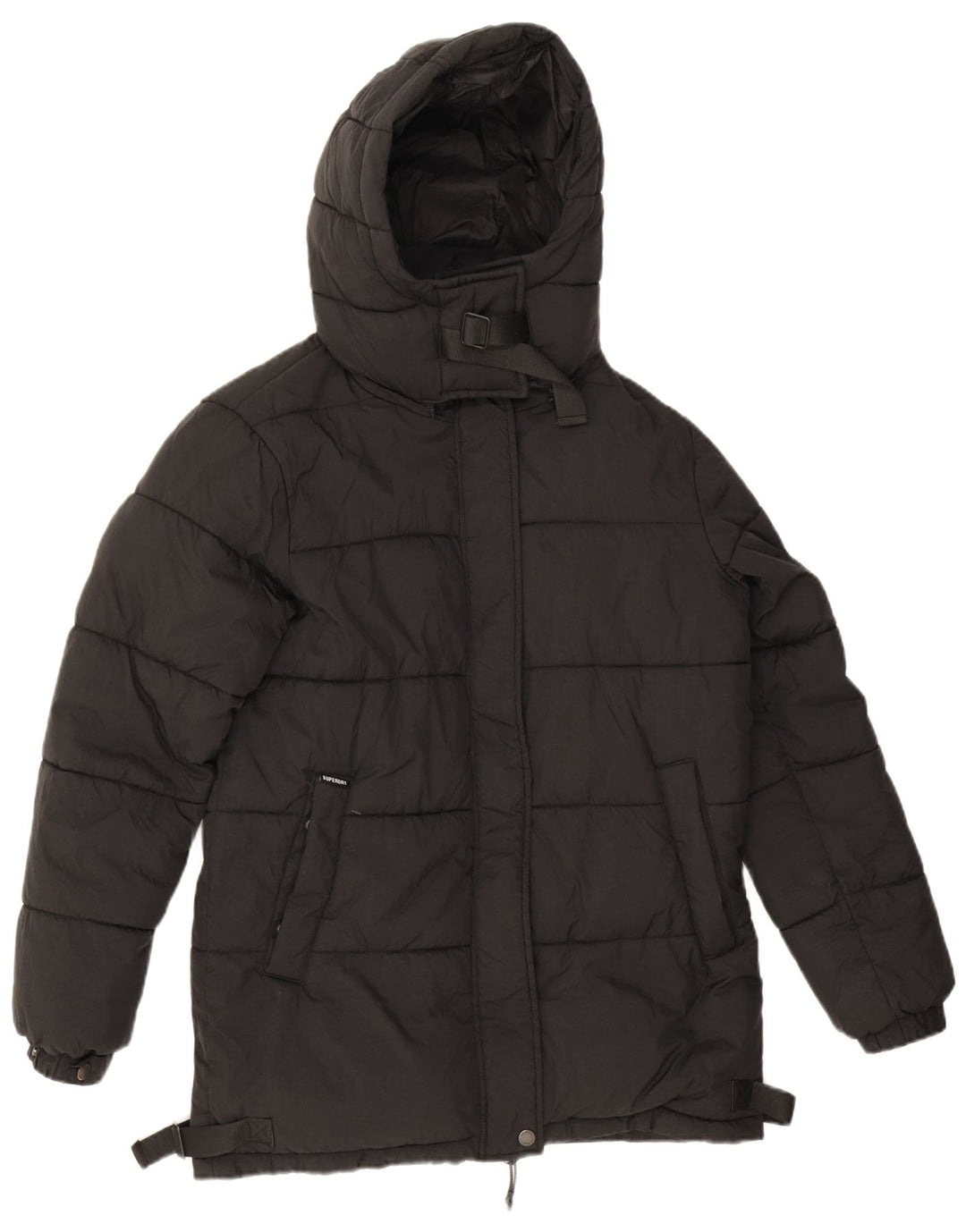 Superdry Damen-Kapuzen-Übergröße, gepolsterte Jacke, Größe S, Schwarz, Nylon, Gr. 8