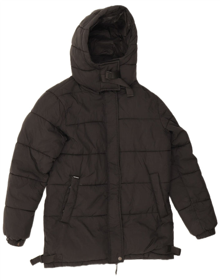 Superdry Damen-Kapuzen-Übergröße, gepolsterte Jacke, Größe S, Schwarz, Nylon, Gr. 8