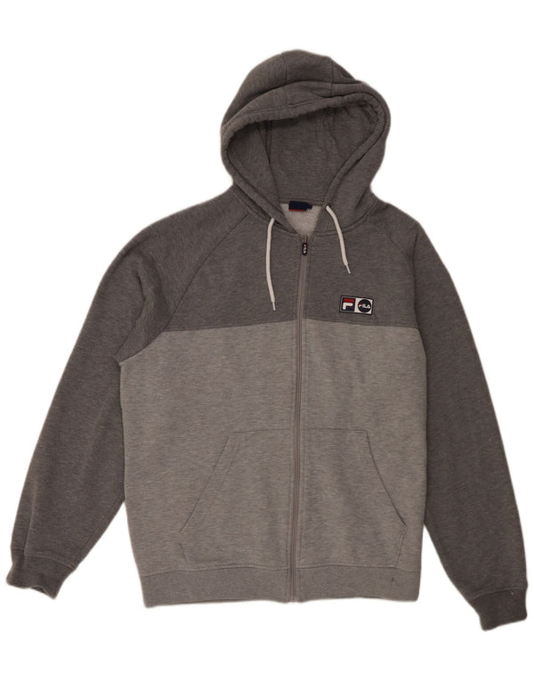 Fila Herren-Kapuzenpullover mit Reißverschluss, 2XL, graue Farbblock-Baumwolle