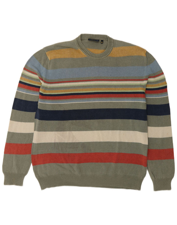 Navigare Herren-Pullover mit Rundhalsausschnitt, XL, mehrfarbig, gestreift, Baumwolle