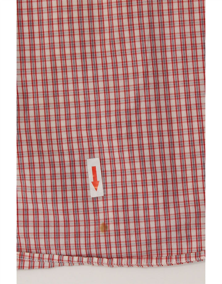 Benetton Herren-Kurzarmhemd XL, rot kariert, Baumwolle