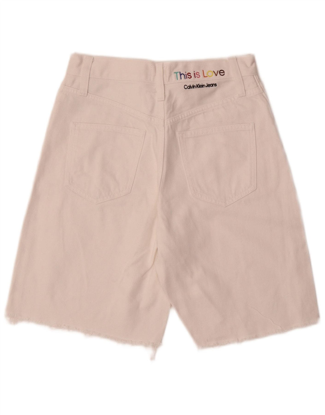 CALVIN KLEIN Womens Denim Shorts W26 Small White Cotton