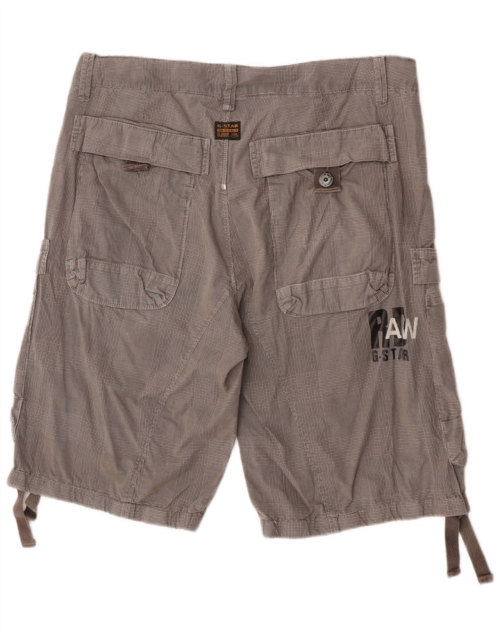 G-Star Herren Cargoshorts W34 Große grau karierte Baumwolle