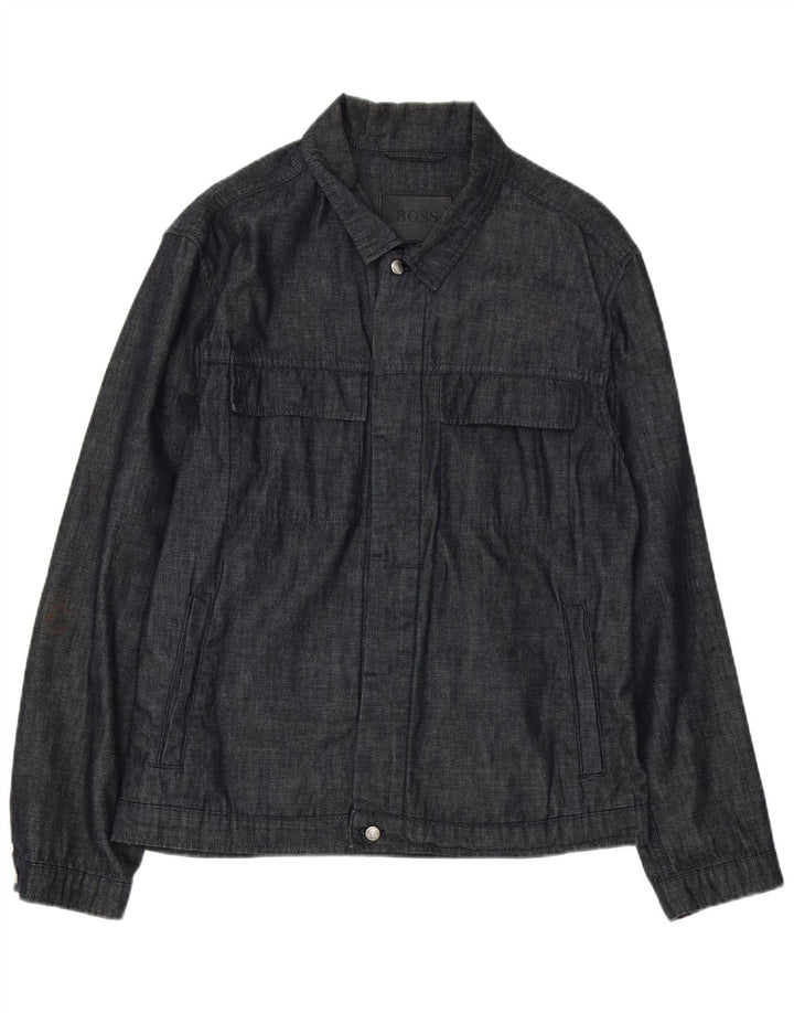 Hugo Boss Herren-Utility-Jacke IT 48 Mittelmarineblaue Baumwolle