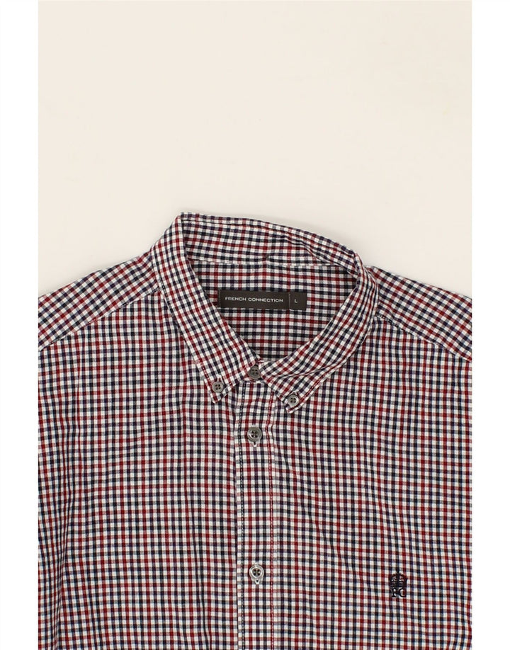 FRENCH CONNECTION Mens Shirt Large Red Geometric Cotton Vintage French Connection and Second-Hand French Connection from Messina Hembry 