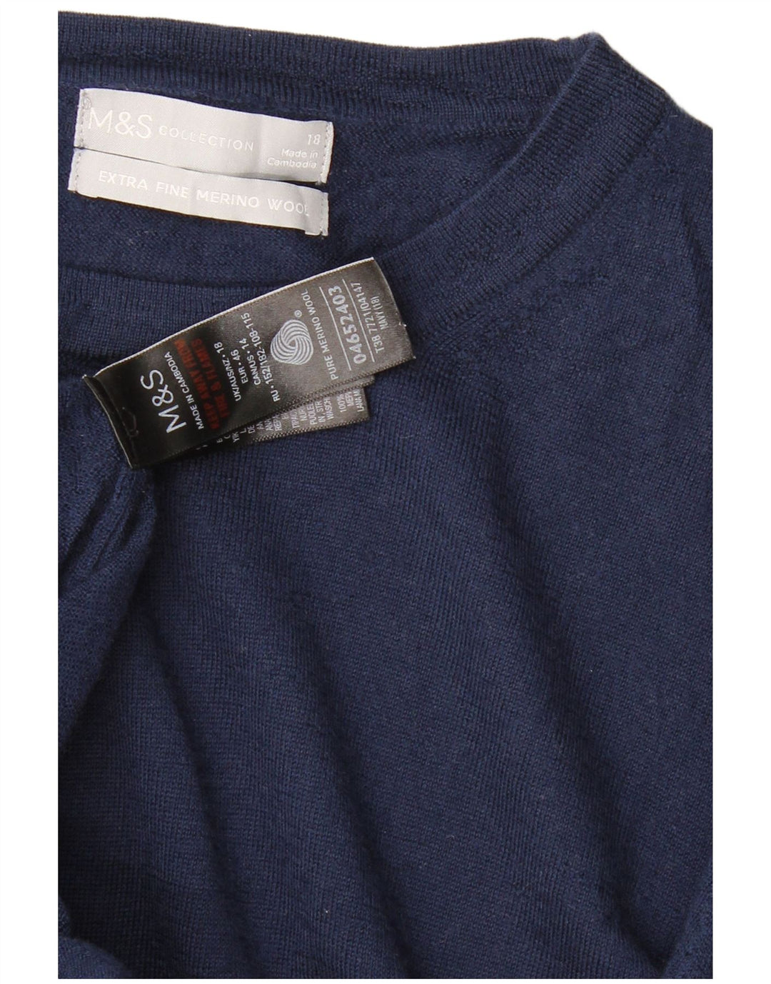 MARKS & SPENCER Damen-Pullover mit U-Boot-Ausschnitt, Gr. 18, XL, Marineblau