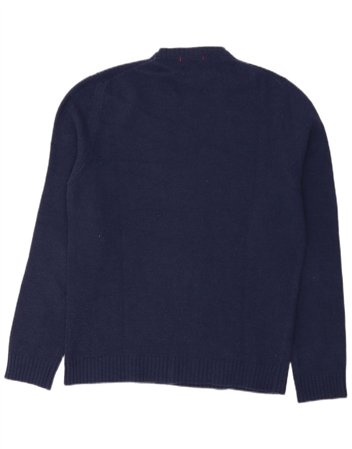 Woolrich Herren-Pullover mit grafischem Rundhalsausschnitt, mittleres Marineblau, Wolle, USA