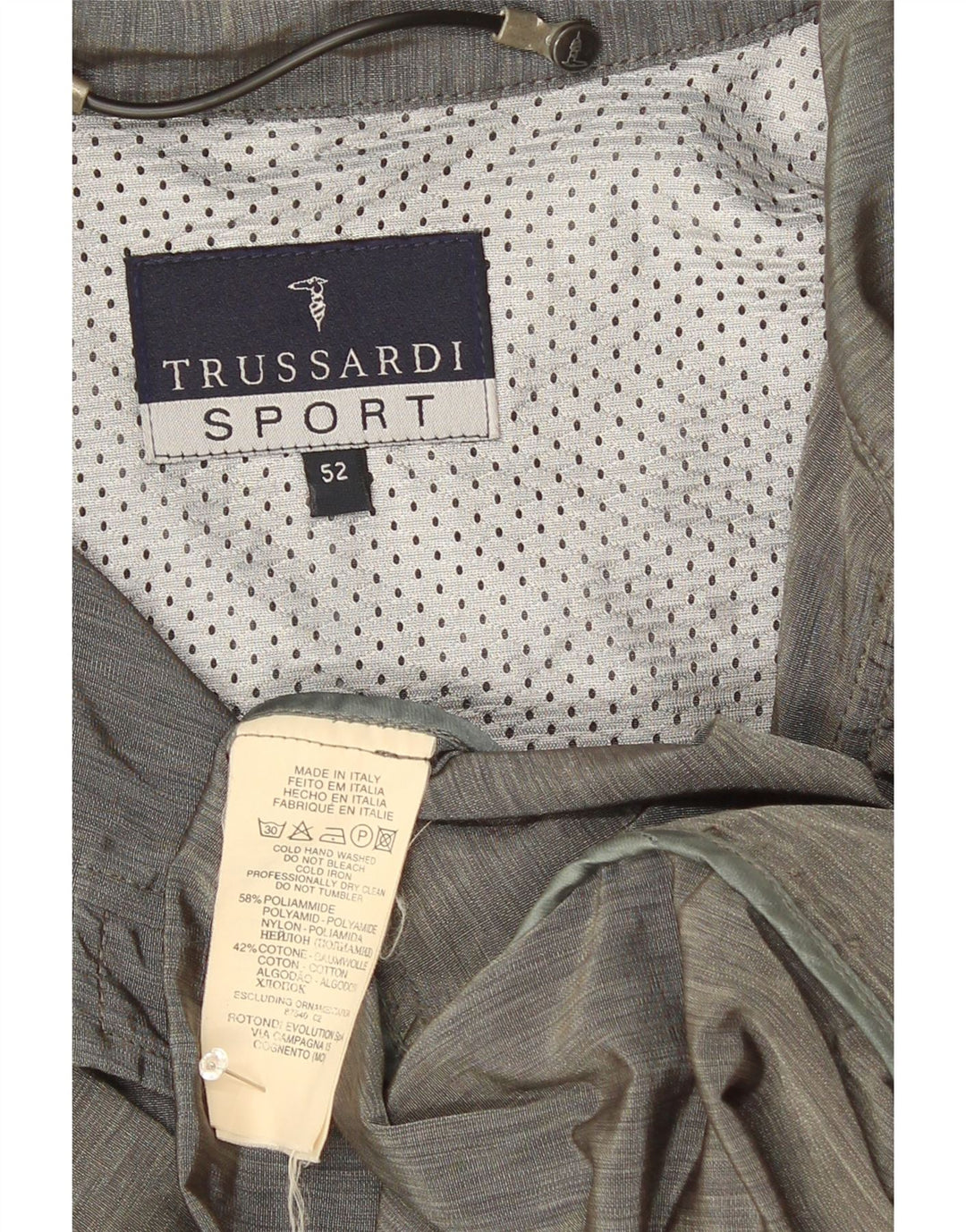 Trussardi Herren-Utility-Jacke IT 52 XL Graues Polyamid