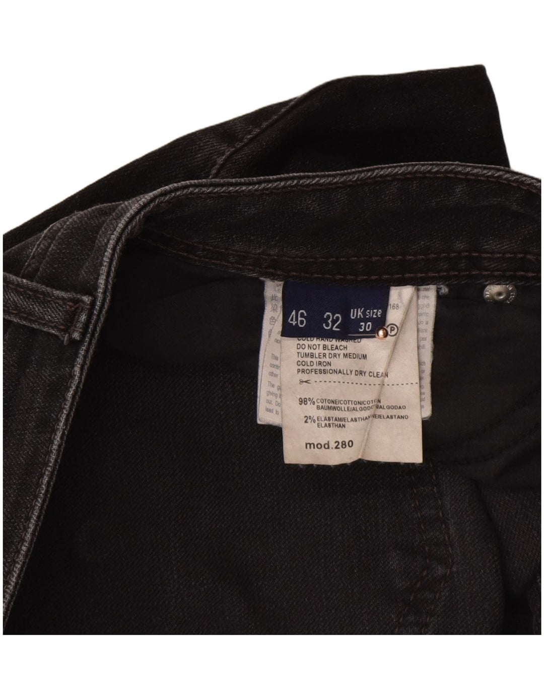 TRUSSARDI Damen Straight Jeans W30 L32 Schwarze Baumwolle