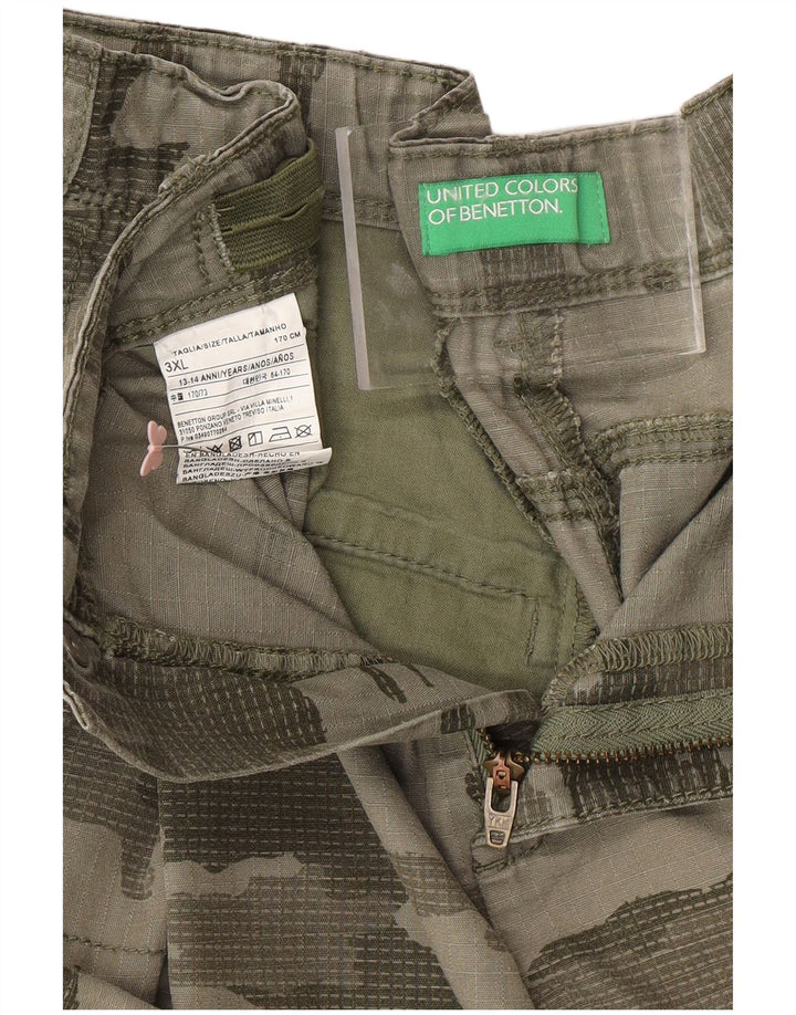 BENETTON Cargo-Shorts für Jungen, 13–14 Jahre, 3XL W30, Khaki-Camouflage, Baumwolle