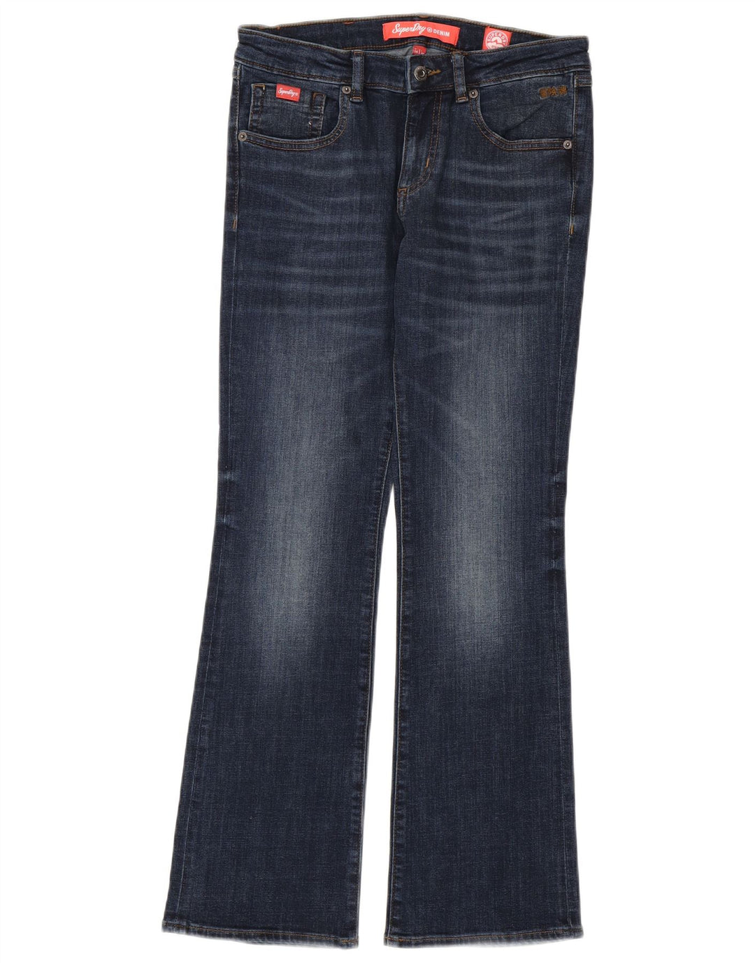 SUPERDRY Damen Bootcut-Jeans W28 L30 Blaue Baumwolle