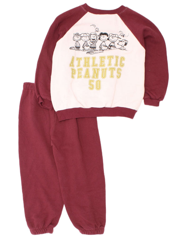Zara Jungen-Trainingsanzug mit grafischem Muster, 5–6 Jahre, Burgunderrot, Colourblock-Baumwolle