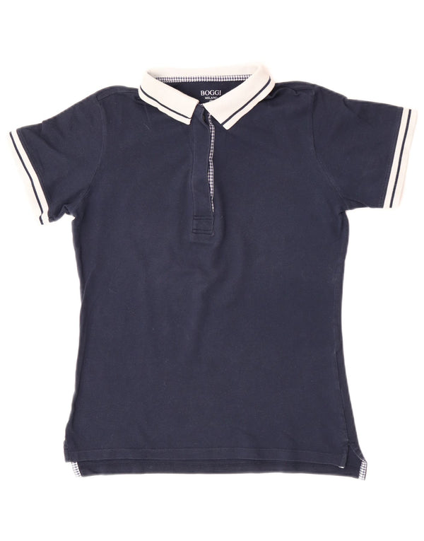 Boggi Rugby-Poloshirt für Damen, UK 12, mittelgroß, marineblau, Colourblock-Baumwolle