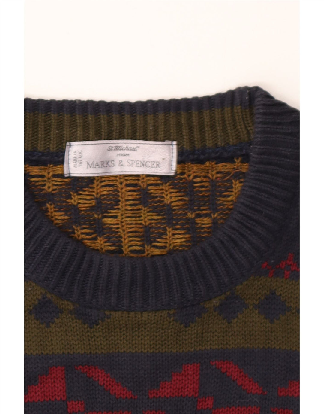 Marks & Spencer Herren-Pullover mit Rundhalsausschnitt, groß, mehrfarbig, geometrisch