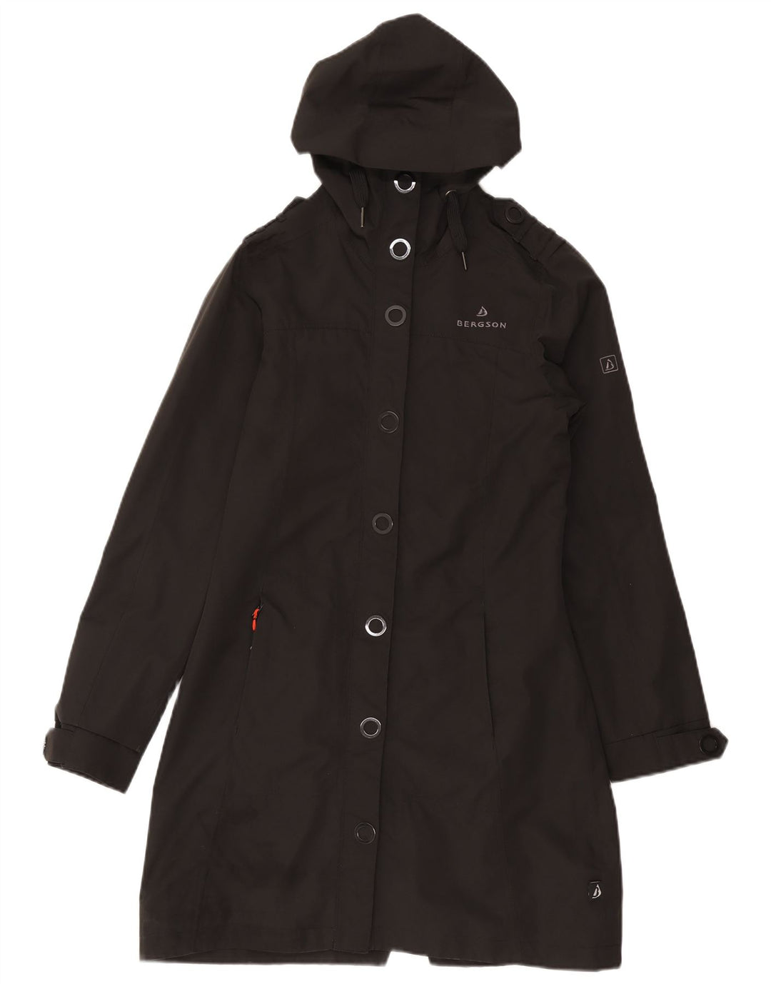Bergson Damen-Windbreaker-Mantel mit Kapuze, UK 10, Größe S, Schwarz, Polyester