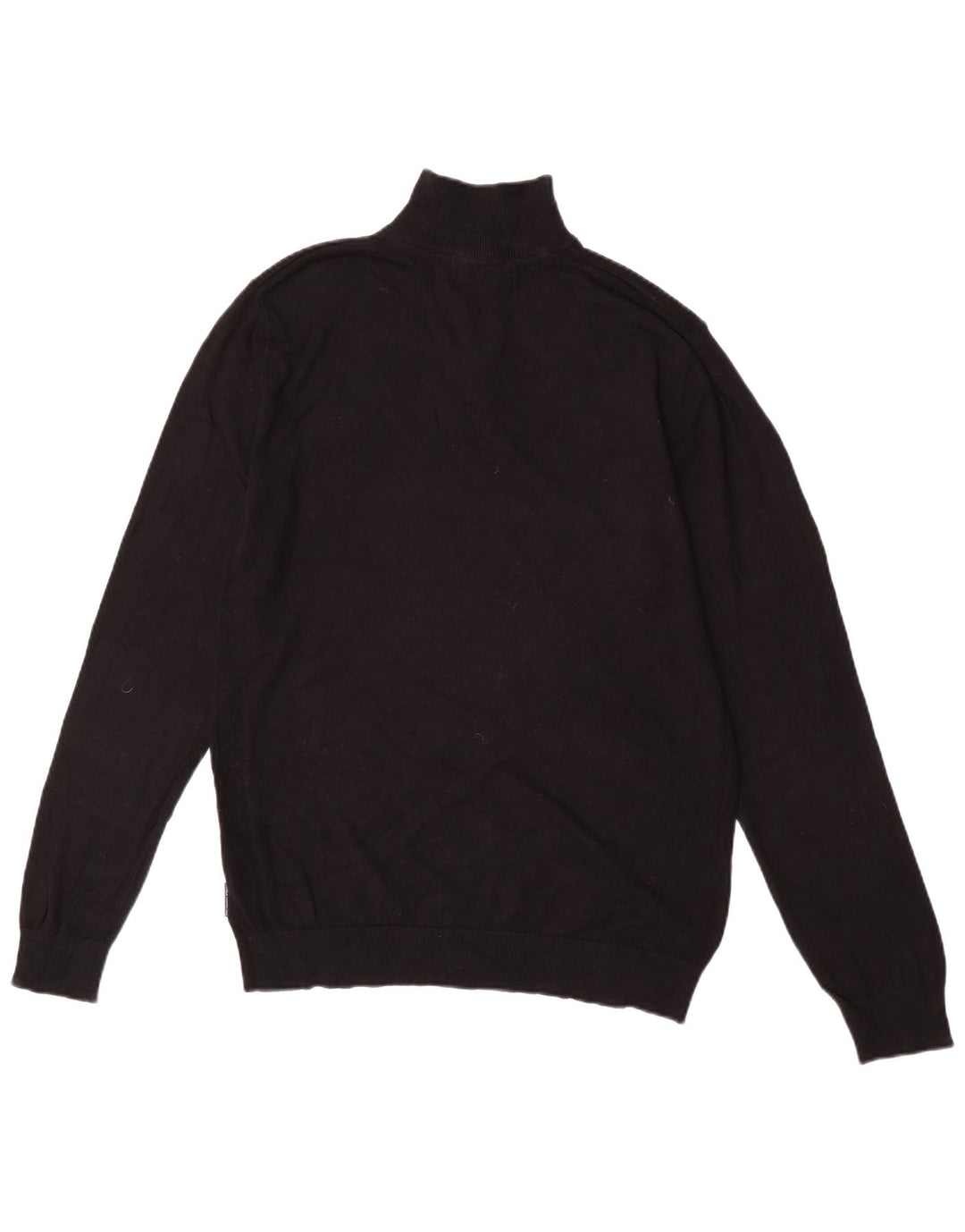French Connection Herren-Pullover mit Reißverschluss am Hals, groß, schwarze Viskose