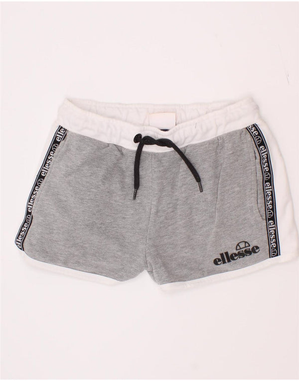 Ellesse Grafik-Sportshorts für Mädchen, 8–9 Jahre, graue Colourblock-Baumwolle