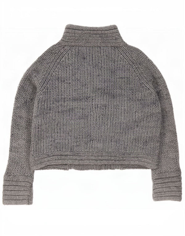 Zara Damen-Cardigan-Pullover UK 14 Mittelgraues Acryl