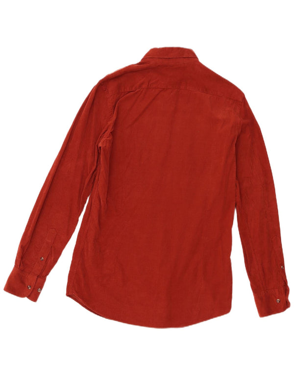 Massimo Dutti Mens Corduroy Shirt Small Red Cotton