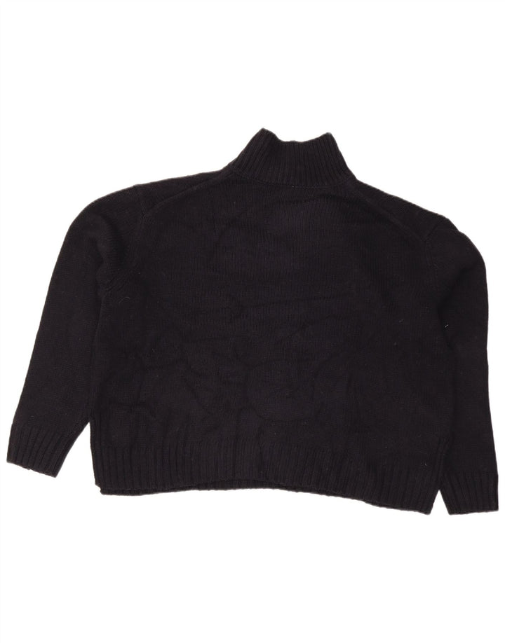 Zara Damen Crop Oversized Rollkragenpullover Pullover UK 16 Large Marineblau