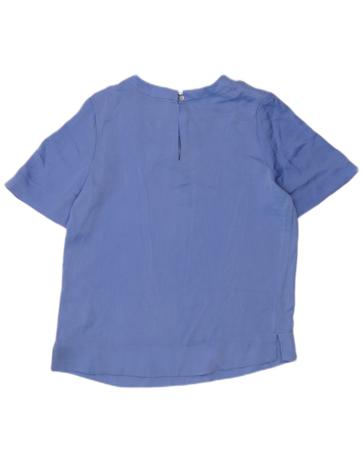 Marks & Spencer Damen Kurzarm-Blusenoberteil UK 10 Small Blau Polyester