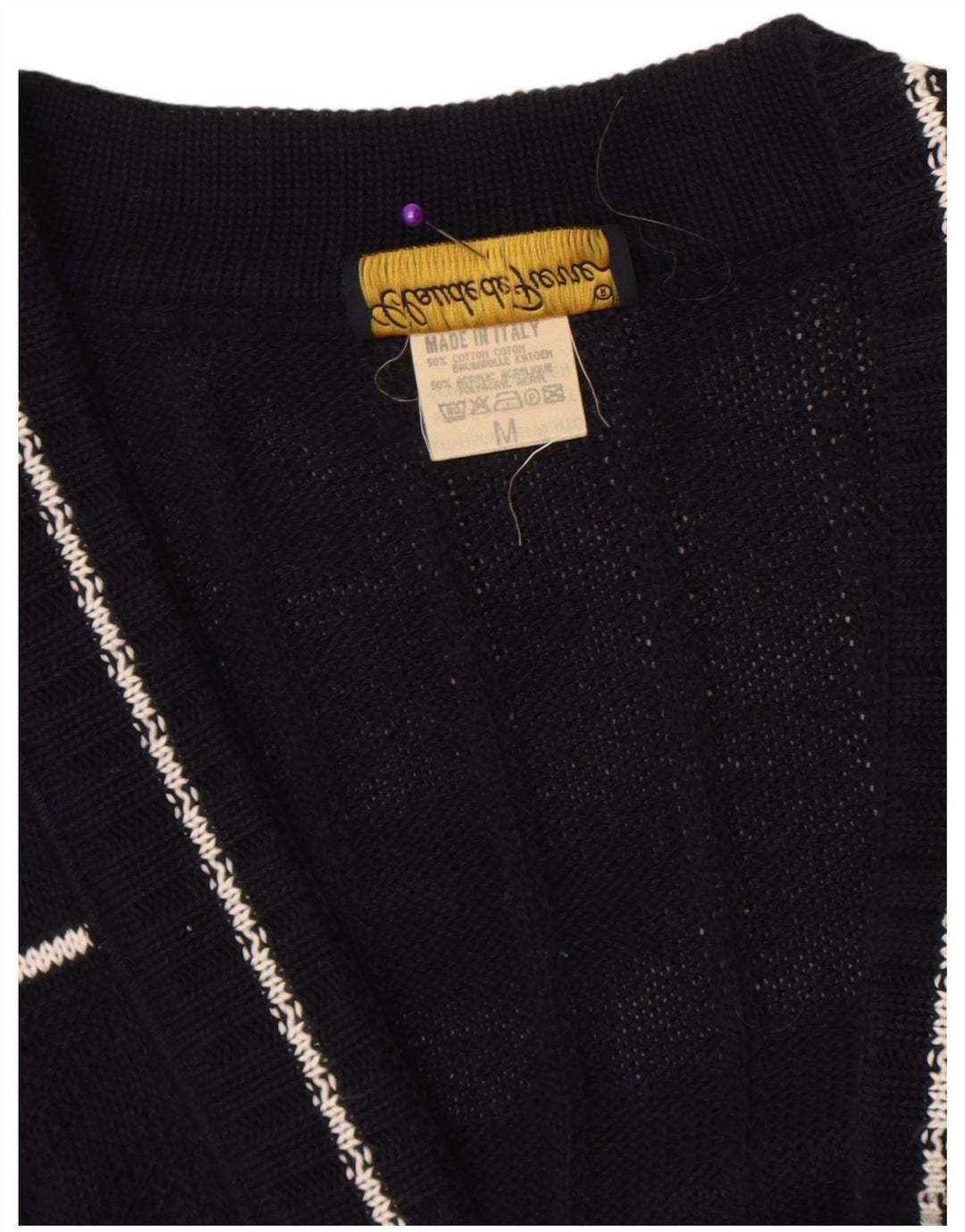Claude De Pierre Damen-Cardigan-Pullover UK 14 Medium Navy Blue Geometrisch