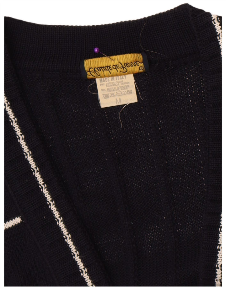 Claude De Pierre Damen-Cardigan-Pullover UK 14 Medium Navy Blue Geometrisch