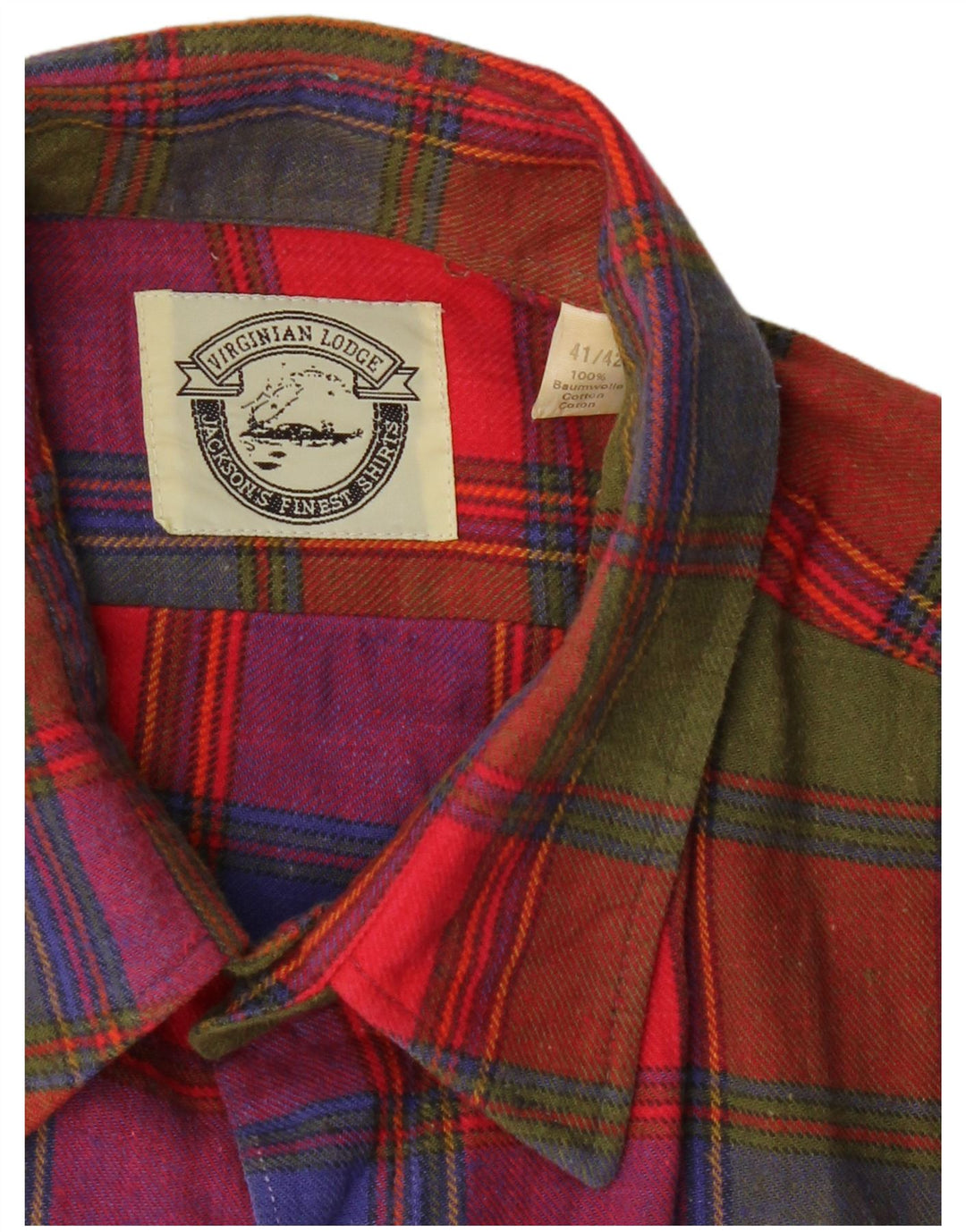 VINTAGE Herren-Flanellhemd, Größe 41/42, große, mehrfarbig karierte Baumwolle