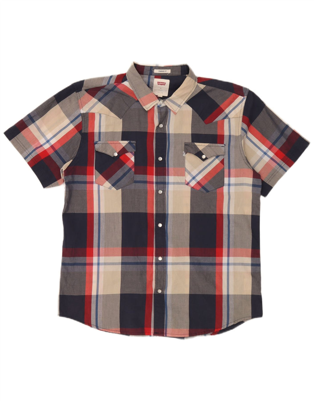 Levi's Herren-Hemd, kurzärmelig, Standard-Passform, XL, mehrfarbig, kariert, Baumwolle