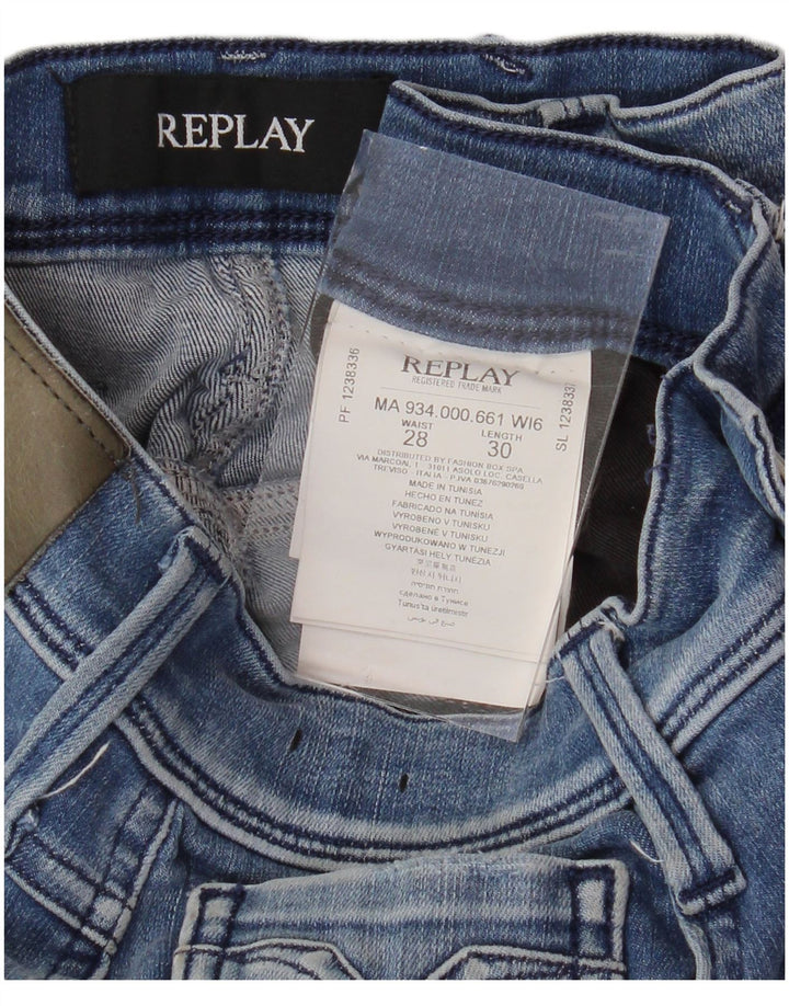 REPLAY Slim-Jeans für Herren, W28, L30, blaue Baumwolle