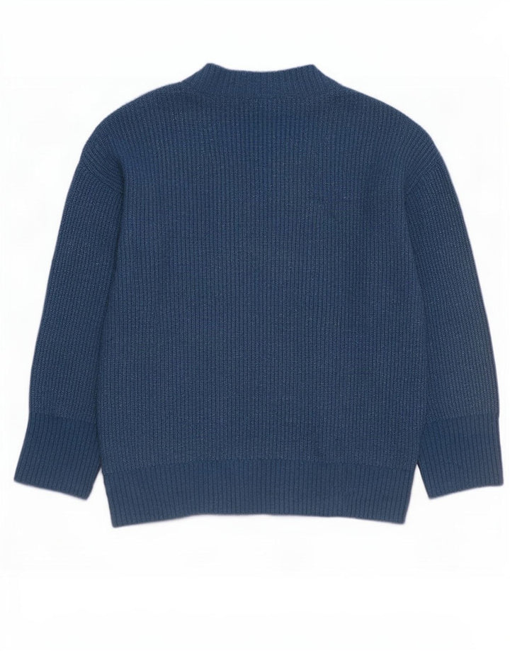Zara Damen-Pullover mit V-Ausschnitt, übergroß, UK 14, Mittelblau, Polyester