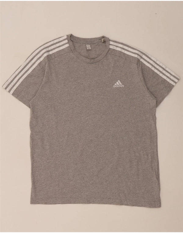 Adidas Herren T-Shirt Top Large Grau meliert Baumwolle