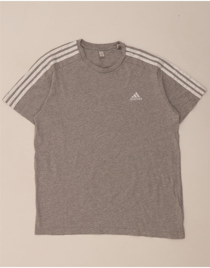 Adidas Herren T-Shirt Top Large Grau meliert Baumwolle