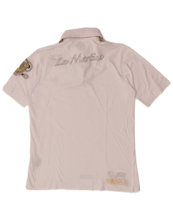 La Martina Herren-Poloshirt mit Grafik, mittelweiße Baumwolle