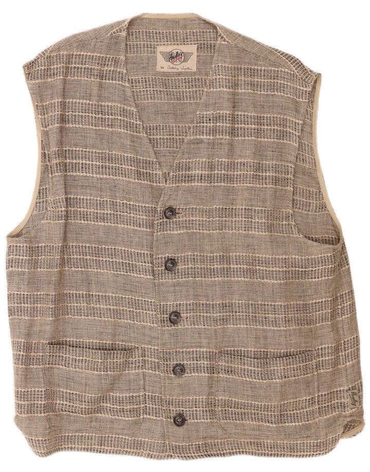 Vintage Herren Weste mit klassischer Passform, groß, braun gestreift
