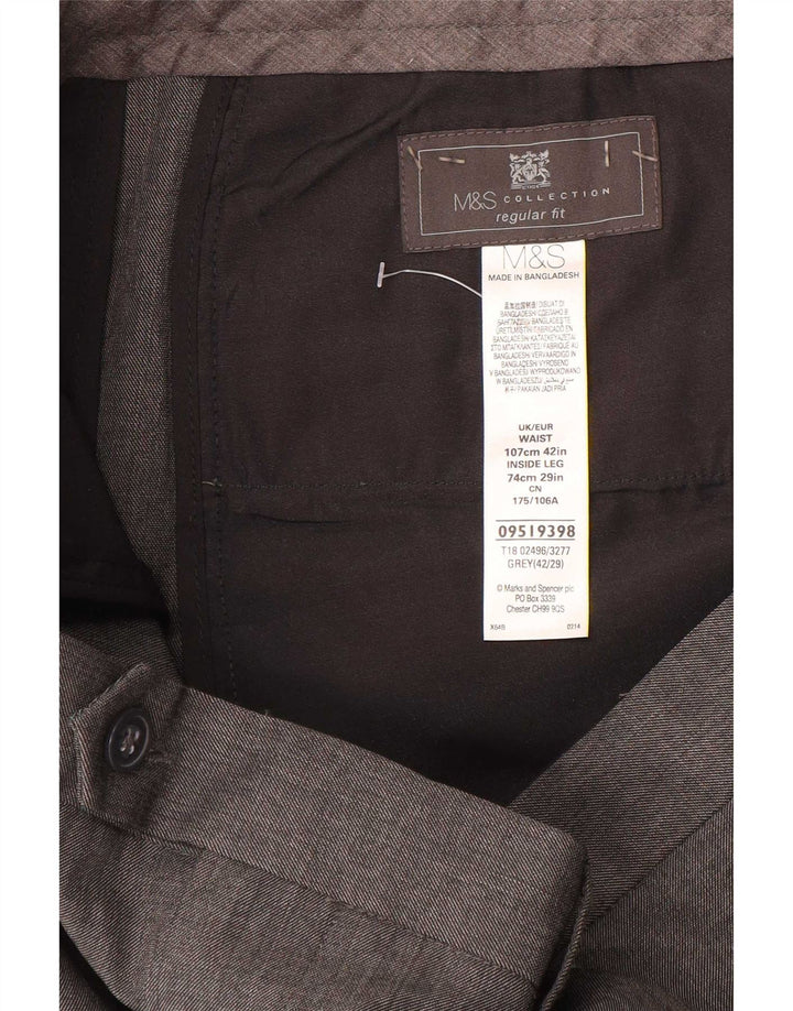 Marks & Spencer Herren-Anzughose in normaler Passform, W42, L29, Grau, Polyester