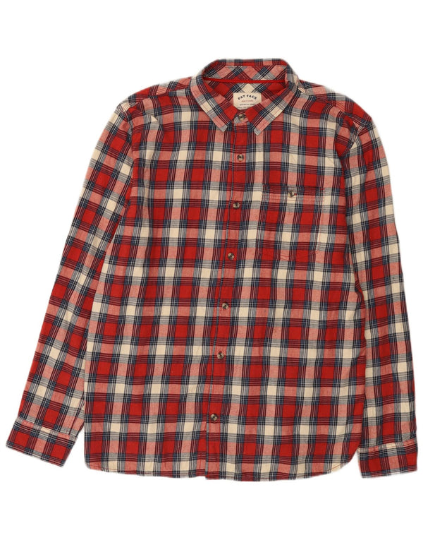 Fat Face Herren-Flanellhemd mit normaler Passform, XL, rot kariert, Baumwolle