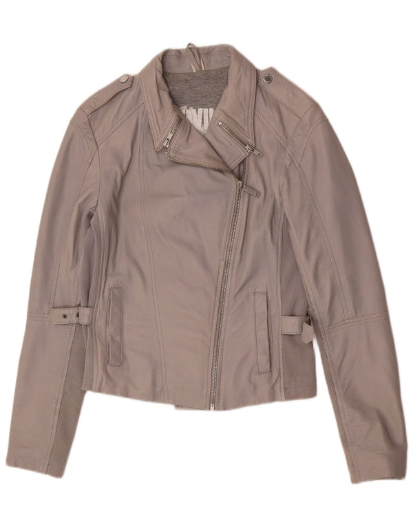 S.Oliver Damen Leder Bikerjacke UK 8 Small Grau