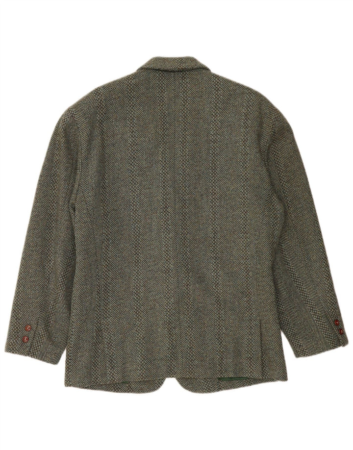 Vintage Herren 2-Knopf-Blazerjacke UK 38 Mittelgrün gestreifte Wolle