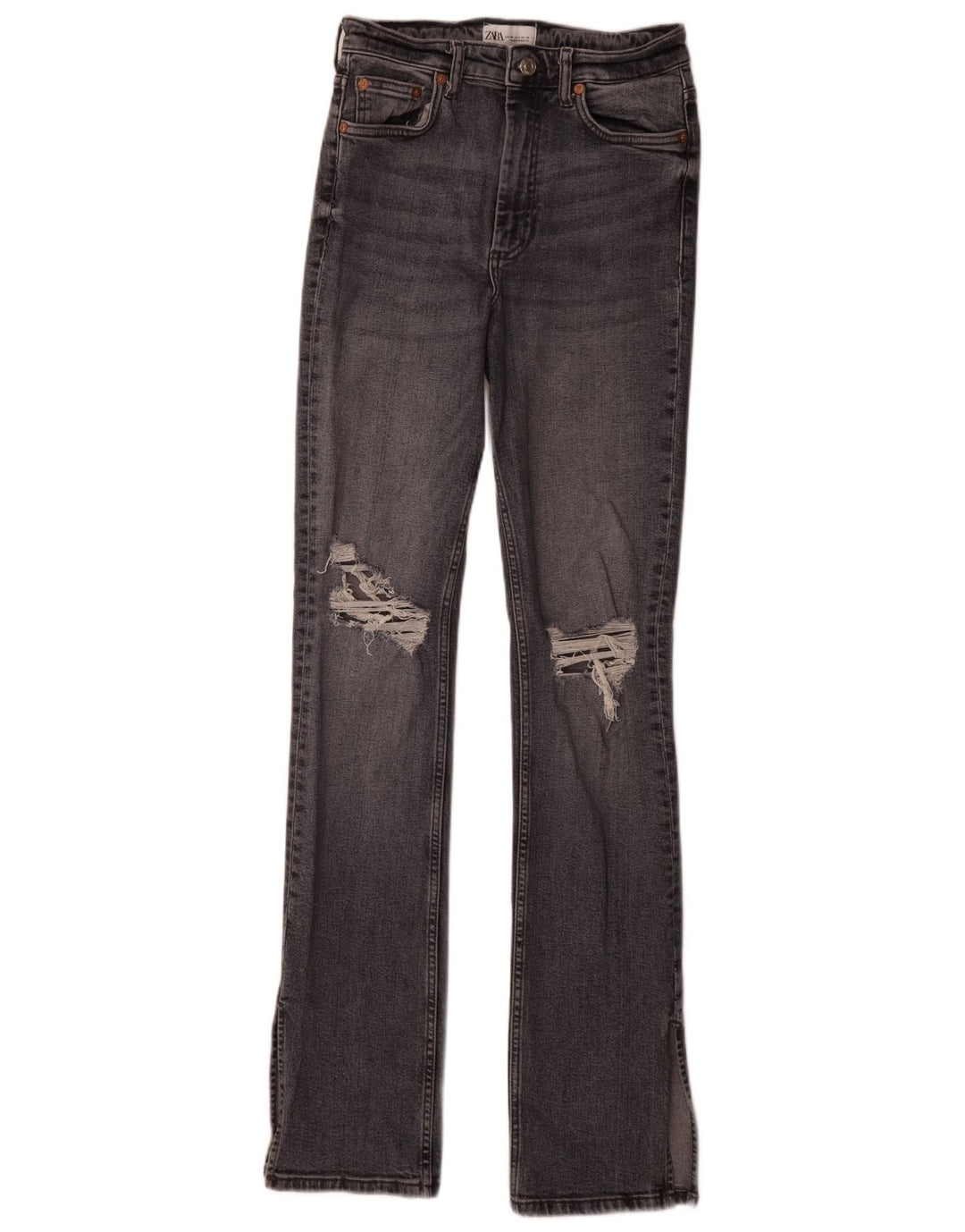 Zara Damen Distressed Slim Jeans EU 38 Small W28 L34 Graue Baumwolle