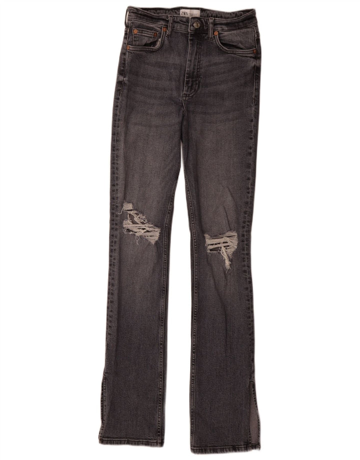 Zara Damen Distressed Slim Jeans EU 38 Small W28 L34 Graue Baumwolle