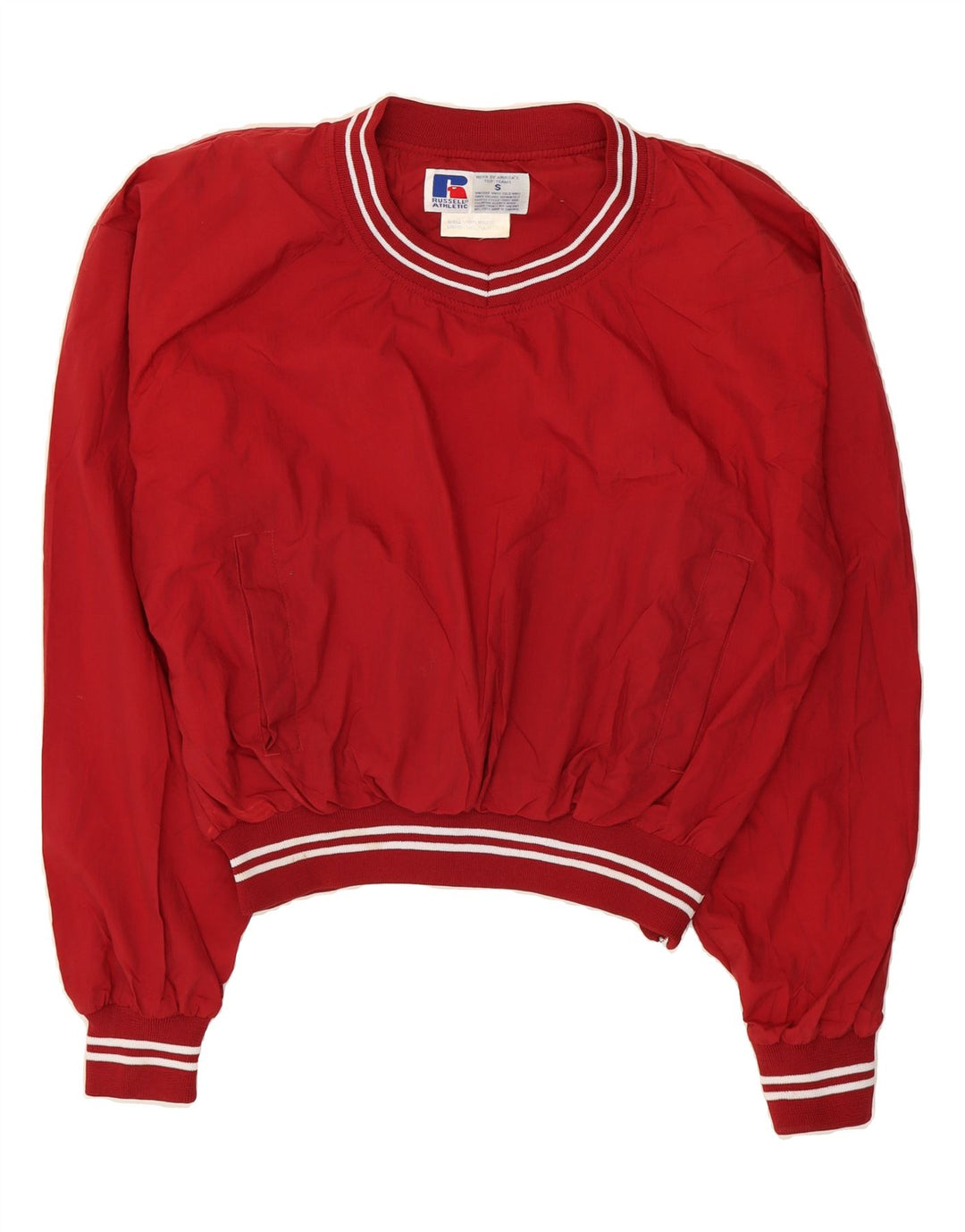 RUSSELL ATHLETIC Womens Oversized Pullover Tracksuit Top UK 10 Small Red Vintage Russell Athletic and Second-Hand Russell Athletic from Messina Hembry 
