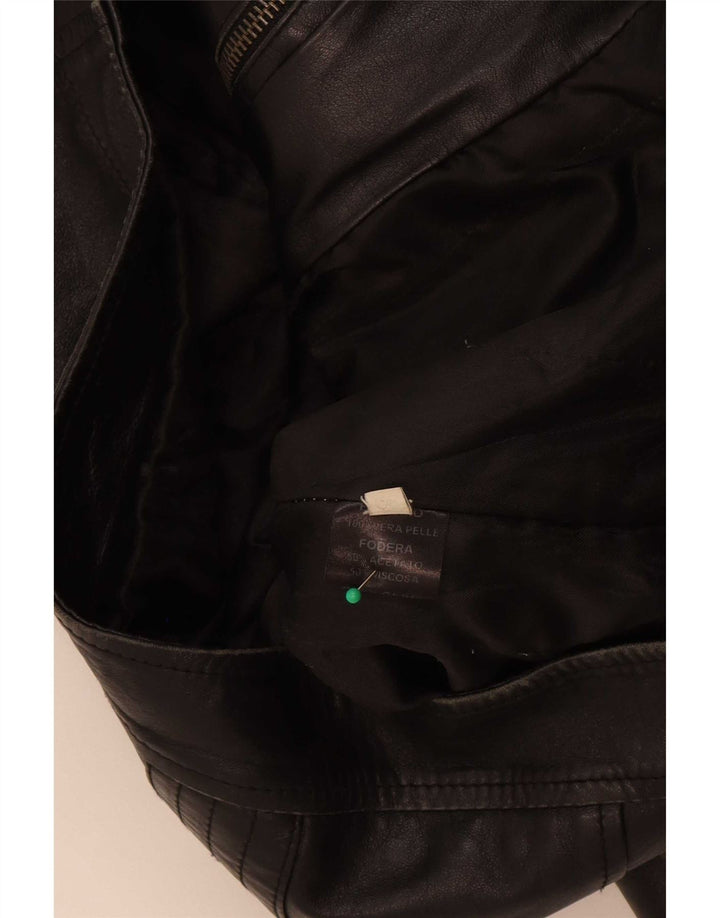 Vintage Herren Leder Bikerjacke IT 46 Small Schwarz