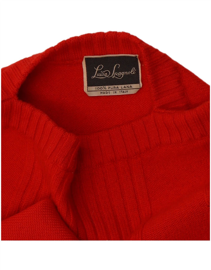 Luisa Spagnoli Damen-Pullover mit U-Boot-Ausschnitt, UK 14, mittelrote Wolle