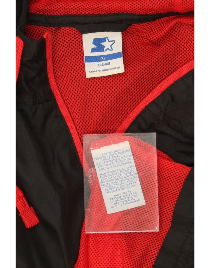 STARTER Mens Hooded Rain Jacket UK 46/48 XL Black Colourblock Polyester Vintage Starter and Second-Hand Starter from Messina Hembry 