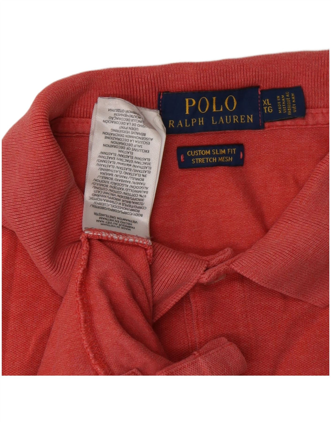 POLO RALPH LAUREN Herren Custom Slim Fit Poloshirt XL Rot Baumwolle