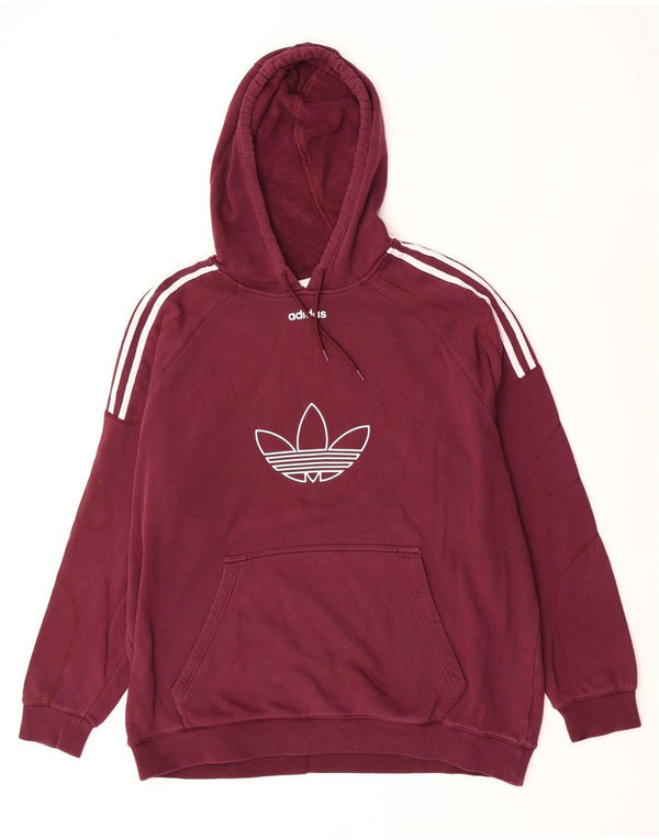 Adidas Herren Kapuzenpullover XL Maroon Colourblock Baumwolle