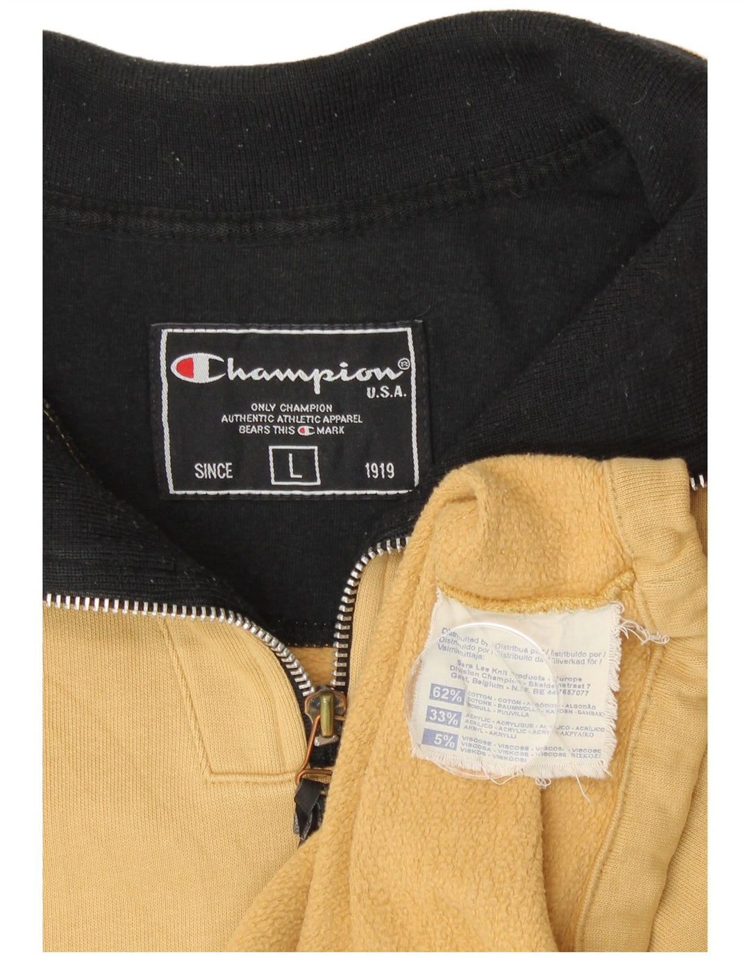 CHAMPION Herren-Sweatshirt mit Reißverschluss am Hals, groß, beige Baumwolle