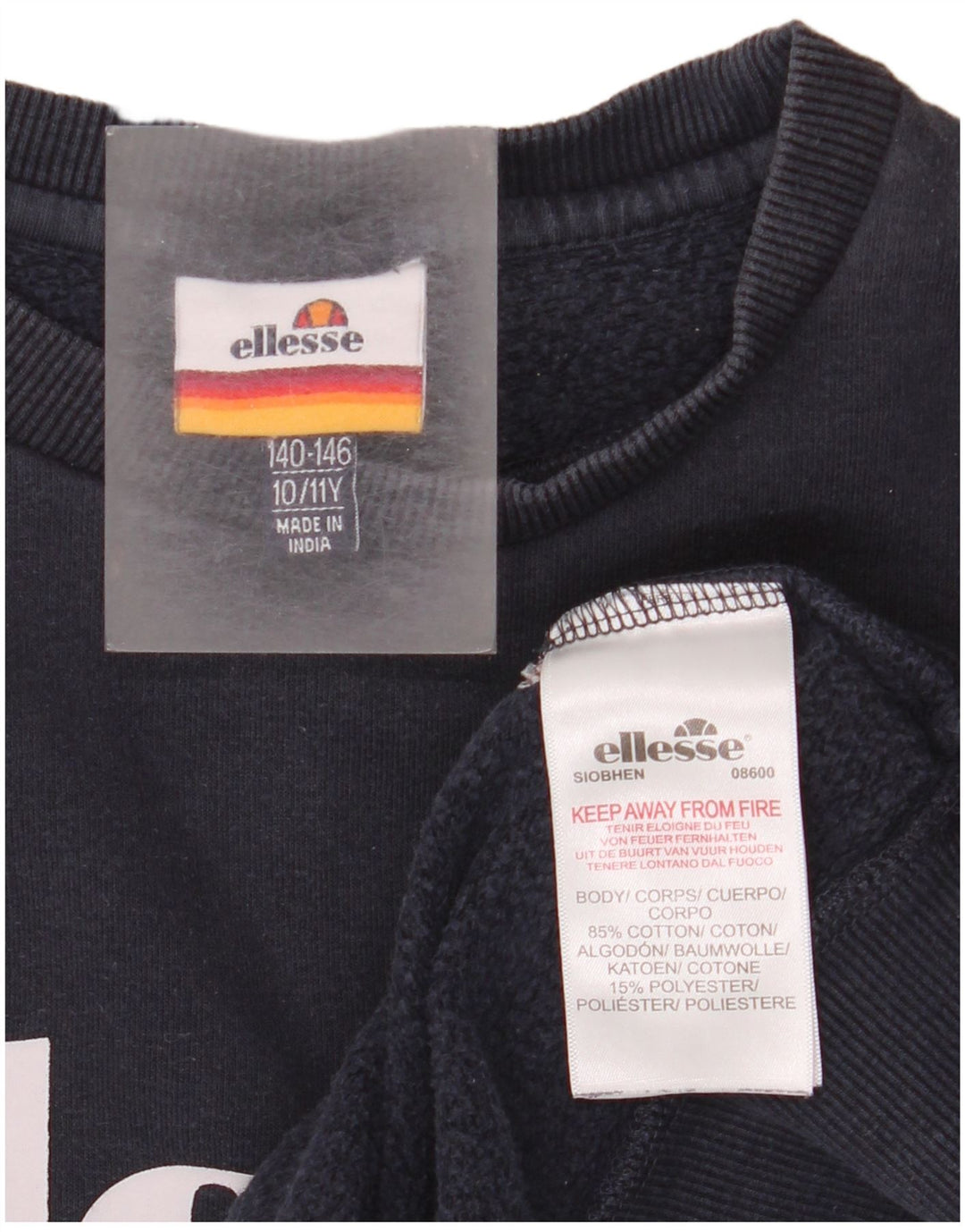 Ellesse Grafik-Sweatshirt für Jungen, 10–11 Jahre, marineblaue Baumwolle